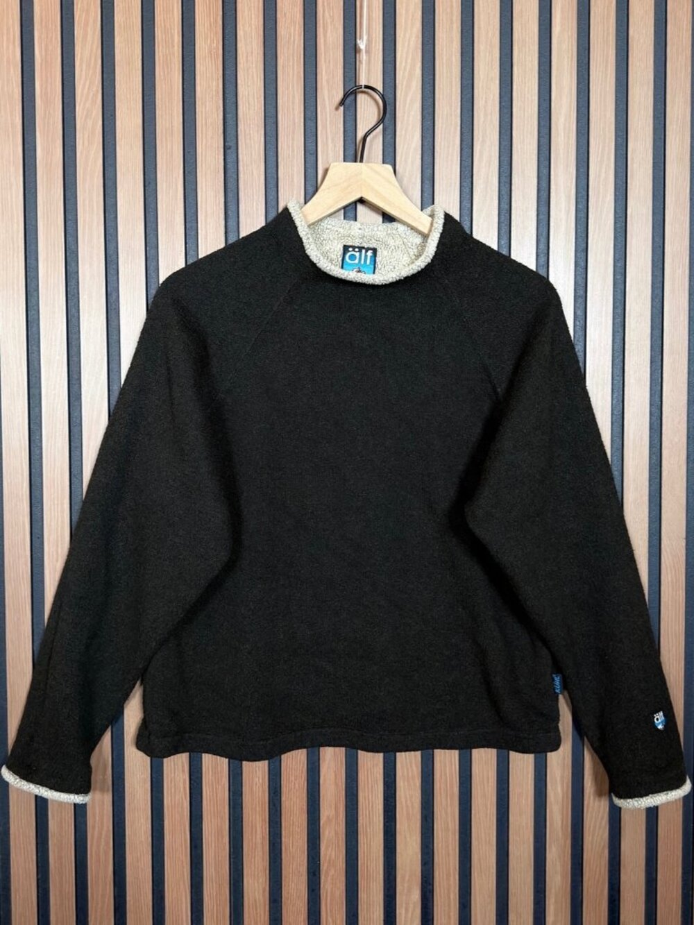 Vintage ALF Clothing Sweater Medium Womens Green Pullover Sherpa Mock Neck